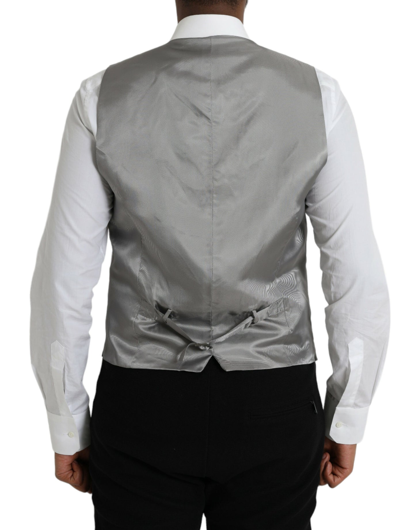 Dolce & Gabbana Light Gray Wool Formal Dress Waistcoat Vest Dolce & Gabbana