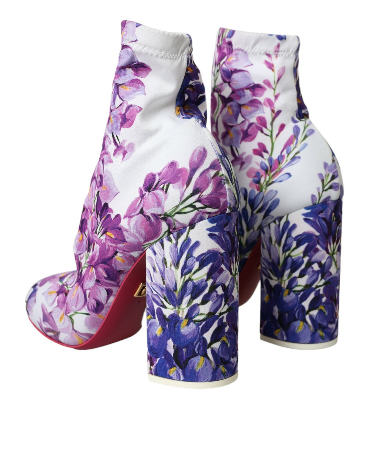 Dolce & Gabbana White Floral Jersey Stretch Boots Shoes Dolce & Gabbana