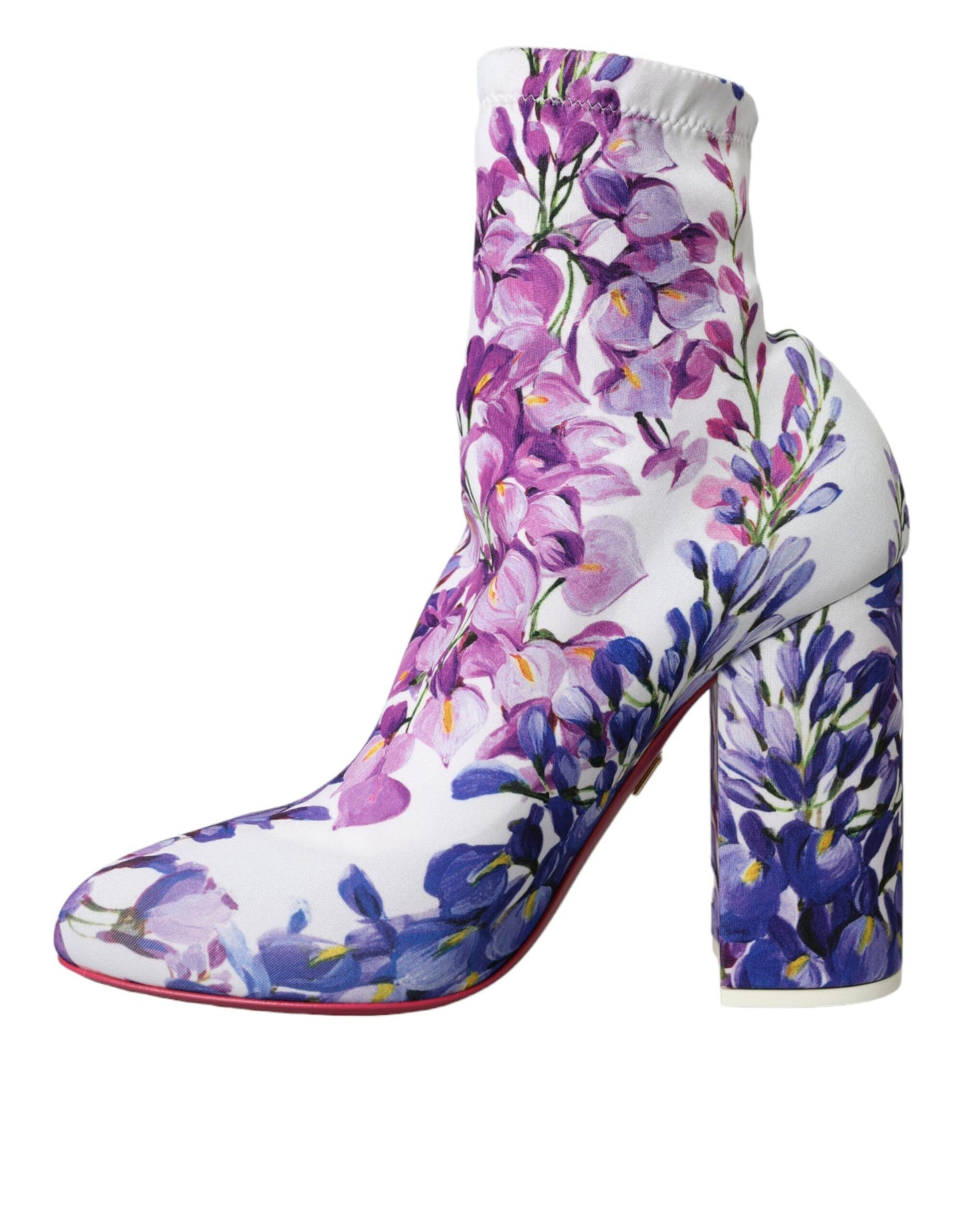 Dolce & Gabbana White Floral Jersey Stretch Boots Shoes Dolce & Gabbana