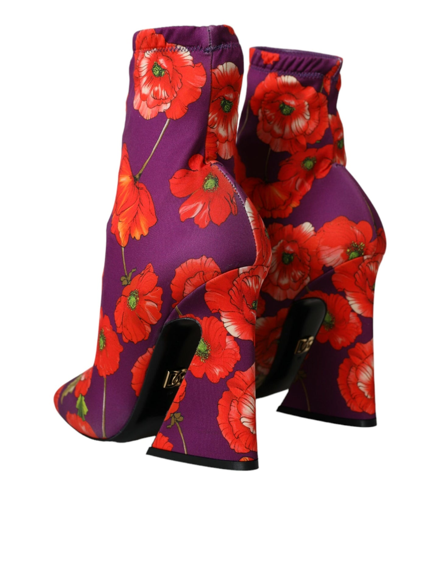 Dolce & Gabbana Purple Floral Jersey Stretch Boots Shoes Dolce & Gabbana