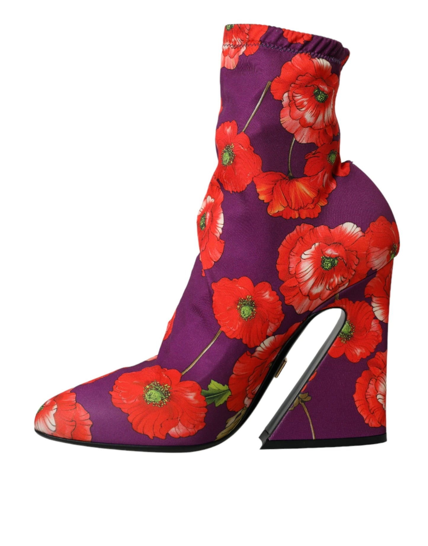 Dolce & Gabbana Purple Floral Jersey Stretch Boots Shoes Dolce & Gabbana