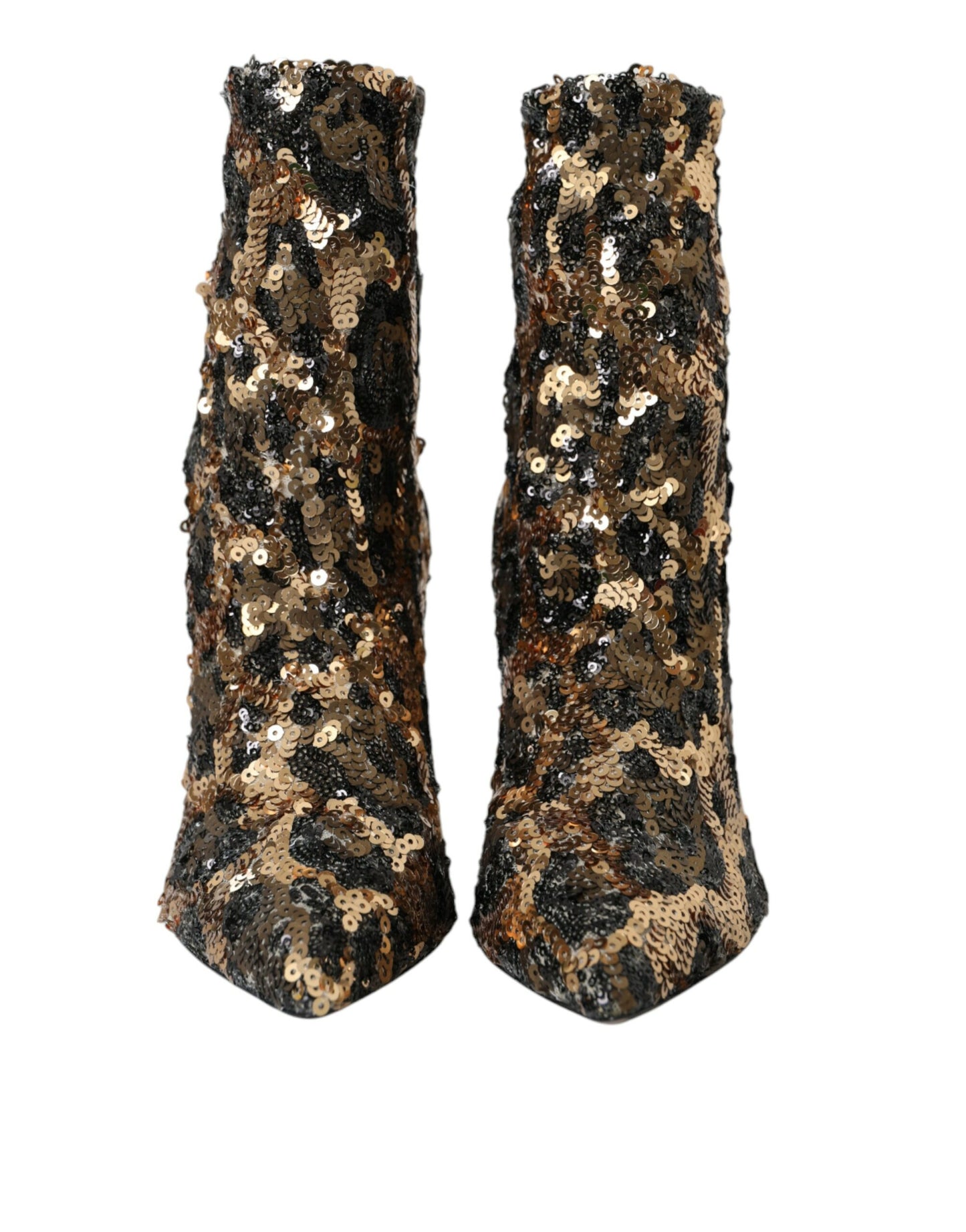 Dolce & Gabbana Gold Leopard Sequins Heels Boots Shoes Dolce & Gabbana