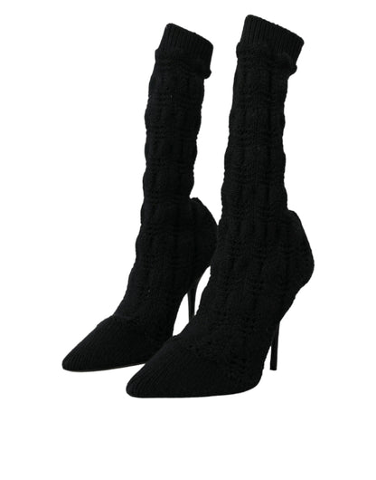 Dolce & Gabbana Black Stiletto Heels Mid Calf Boots Shoes Dolce & Gabbana