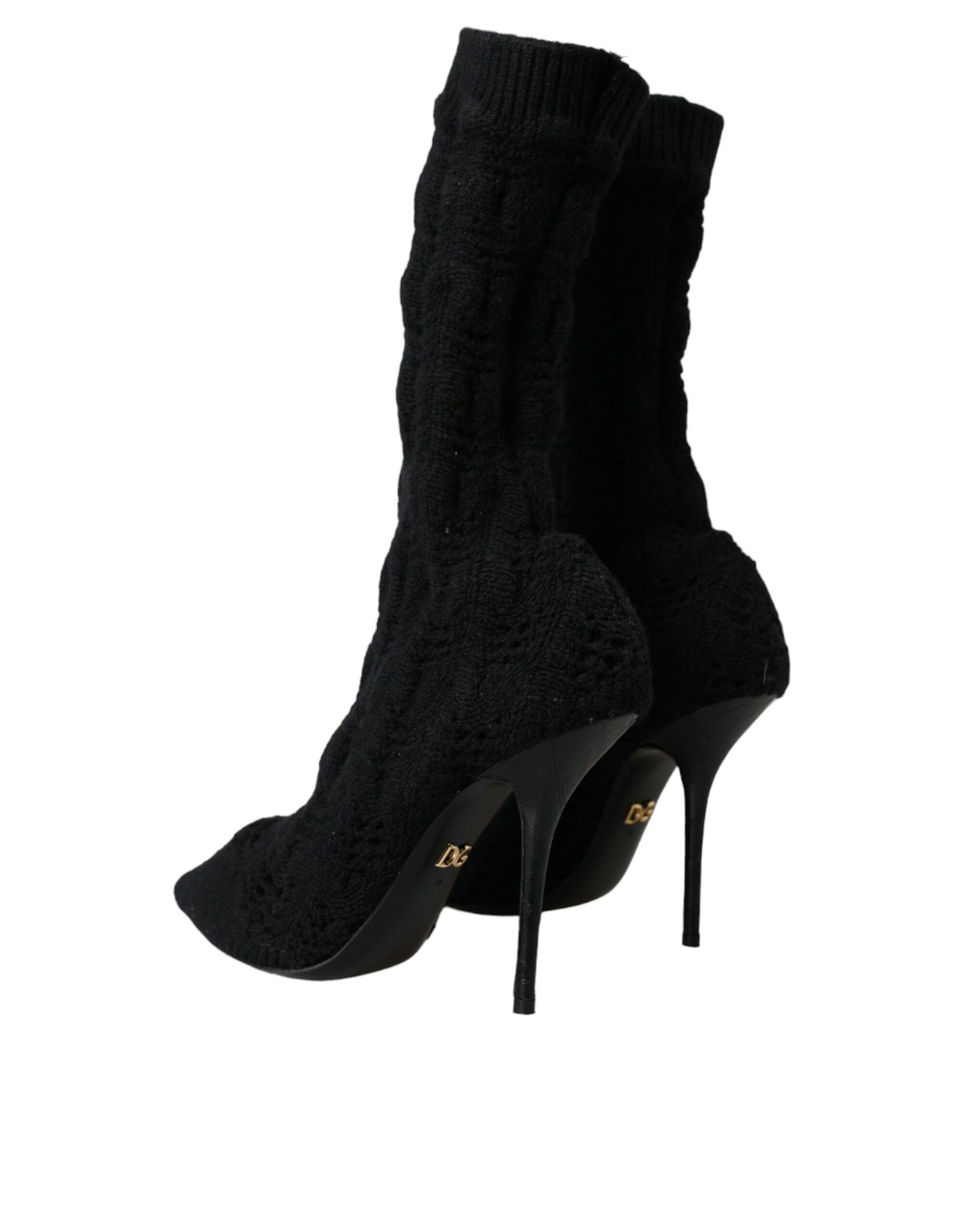 Dolce & Gabbana Black Stiletto Heels Mid Calf Boots Shoes Dolce & Gabbana