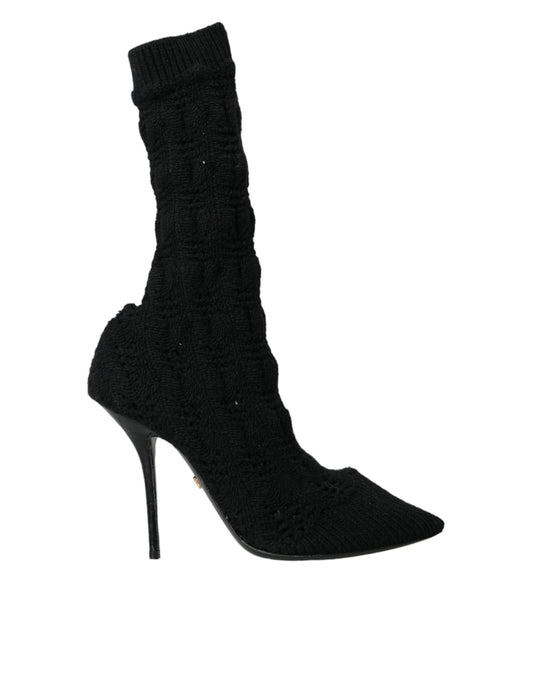 Dolce & Gabbana Black Stiletto Heels Mid Calf Boots Shoes Dolce & Gabbana