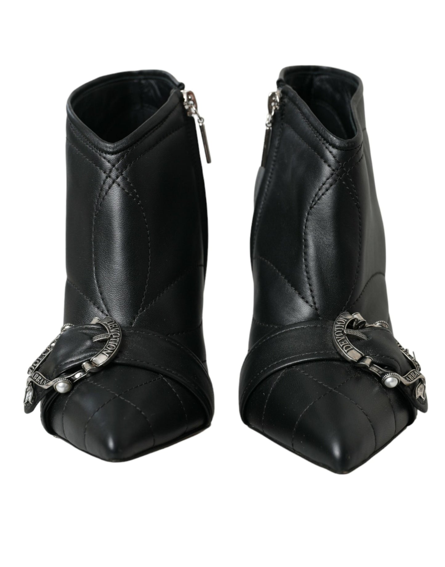 Dolce & Gabbana Black Devotion Quilted Buckled Boots Shoes Dolce & Gabbana