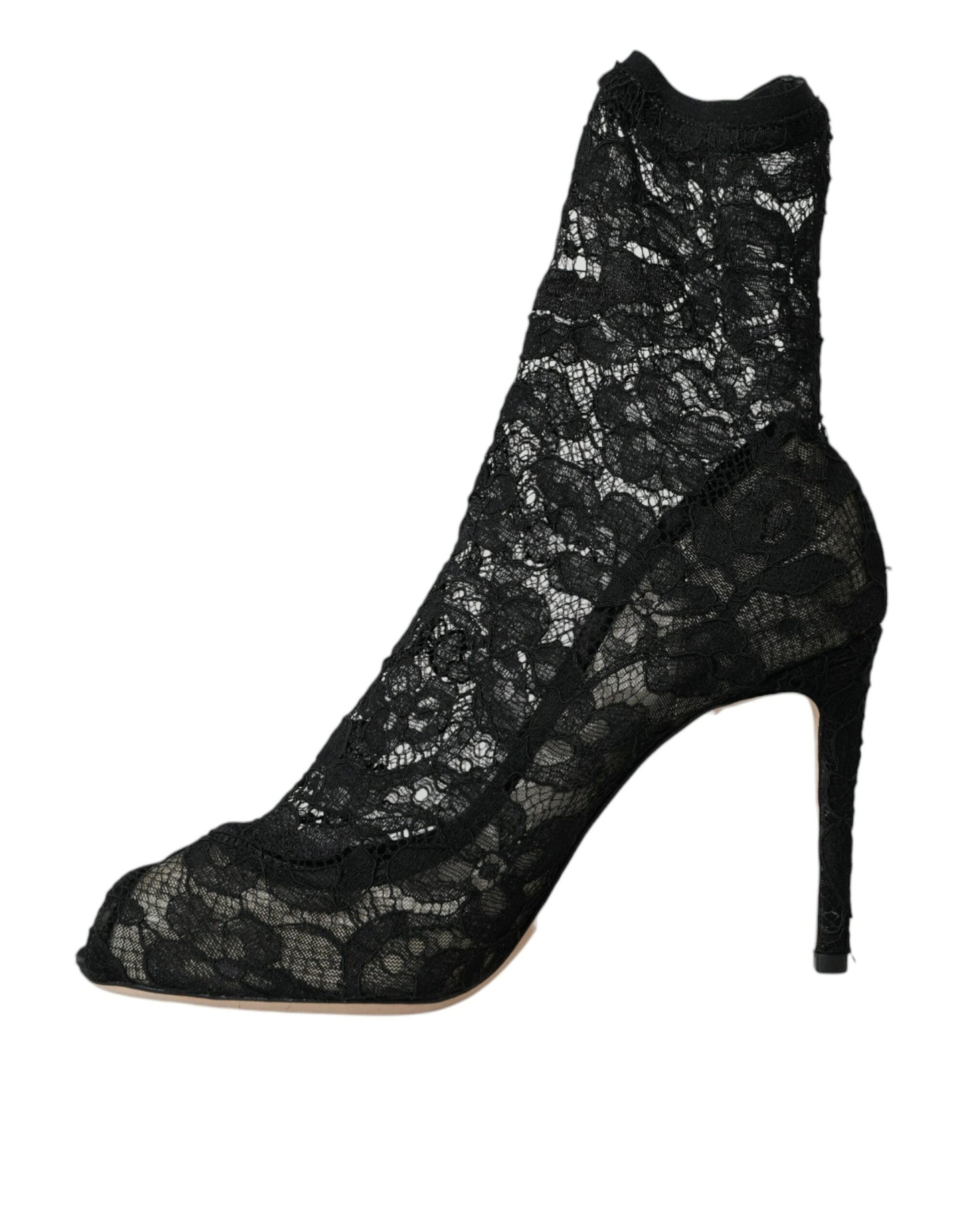 Dolce & Gabbana Black Stretch Taormina Lace Boots Shoes Dolce & Gabbana