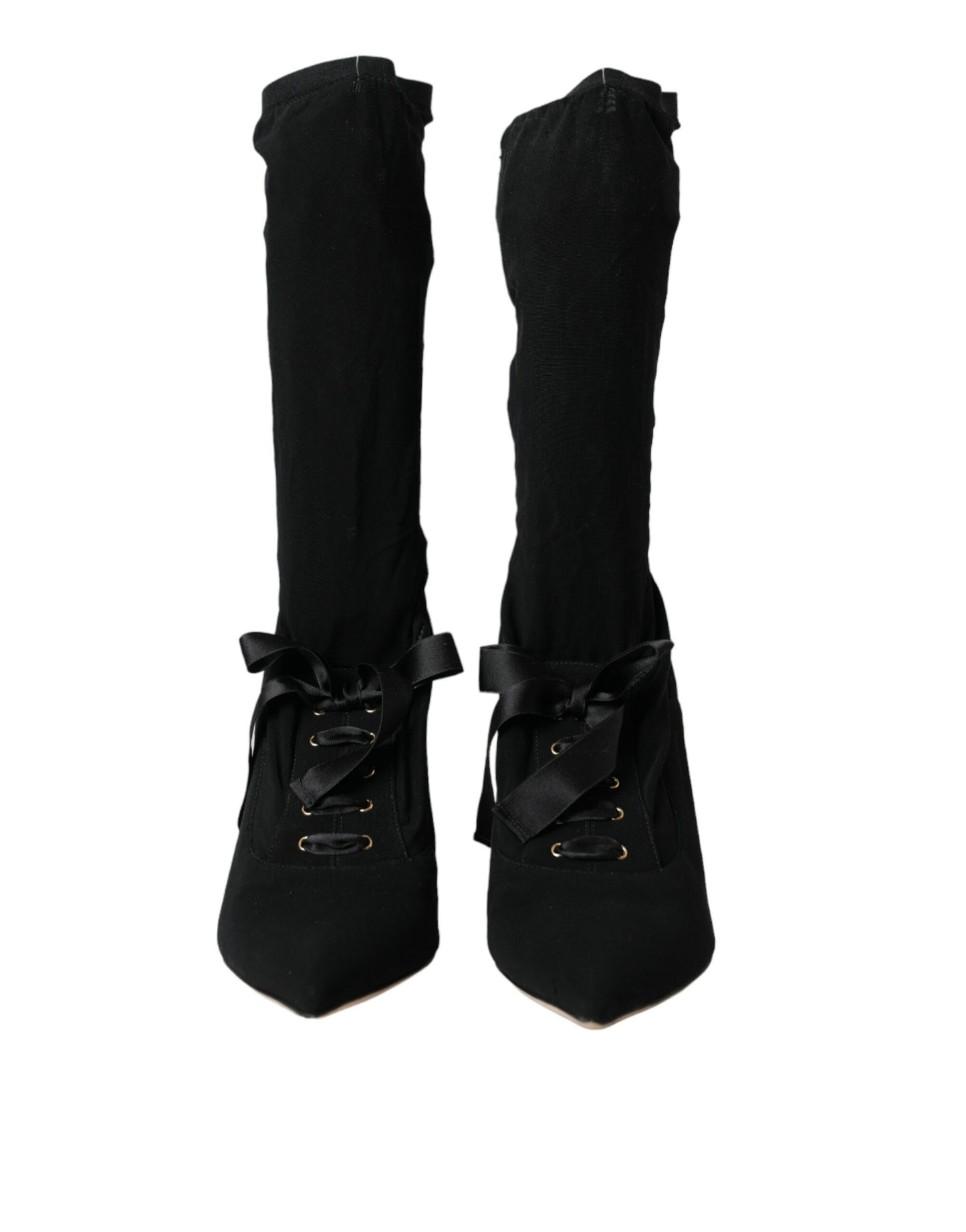 Dolce & Gabbana Black Stiletto Heels Mid Calf Boots Shoes Dolce & Gabbana