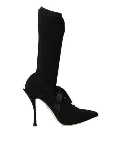 Dolce & Gabbana Black Stiletto Heels Mid Calf Boots Shoes Dolce & Gabbana