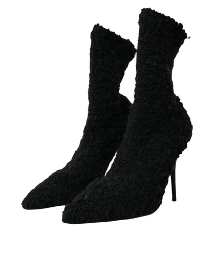 Dolce & Gabbana Black Stiletto Heels Mid Calf Boots Shoes Dolce & Gabbana