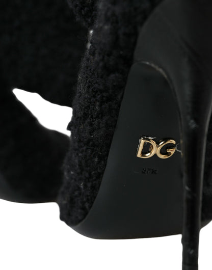 Dolce & Gabbana Black Stiletto Heels Mid Calf Boots Shoes Dolce & Gabbana