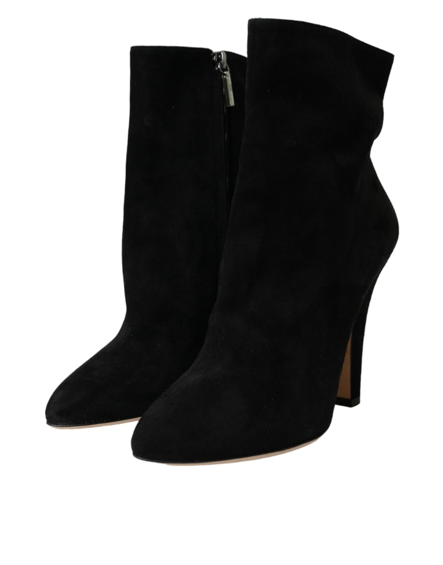 Dolce & Gabbana Black Suede Leather Ankle Heels Boots Shoes Dolce & Gabbana