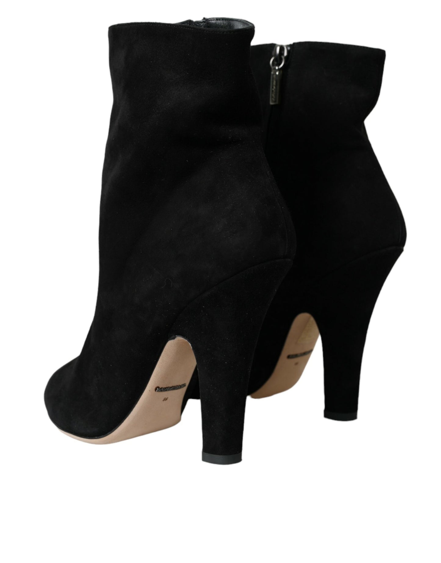 Dolce & Gabbana Black Suede Leather Ankle Heels Boots Shoes Dolce & Gabbana