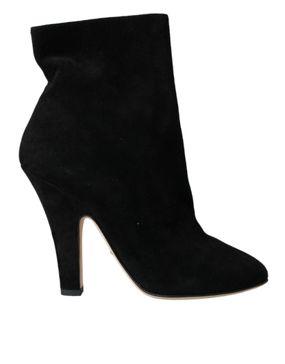 Dolce & Gabbana Black Suede Leather Ankle Heels Boots Shoes Dolce & Gabbana