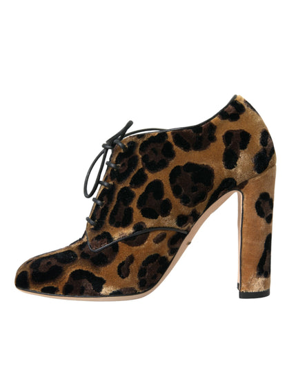 Dolce & Gabbana Brown Leopard Hair Lace Up Booties Shoes Dolce & Gabbana