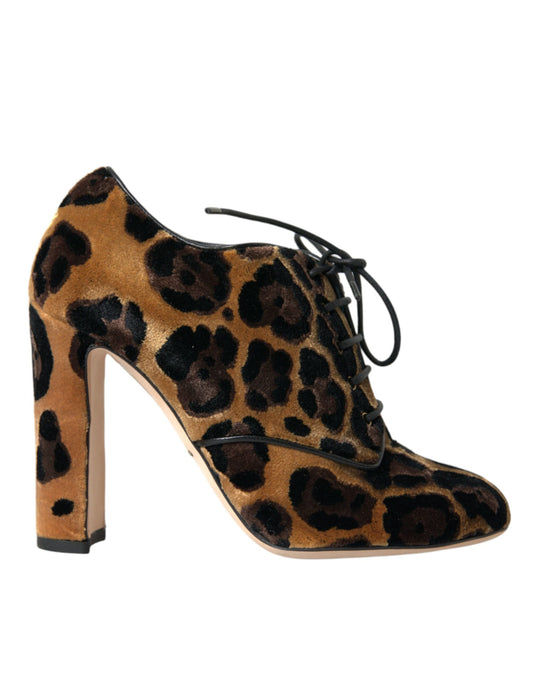 Dolce & Gabbana Brown Leopard Hair Lace Up Booties Shoes Dolce & Gabbana