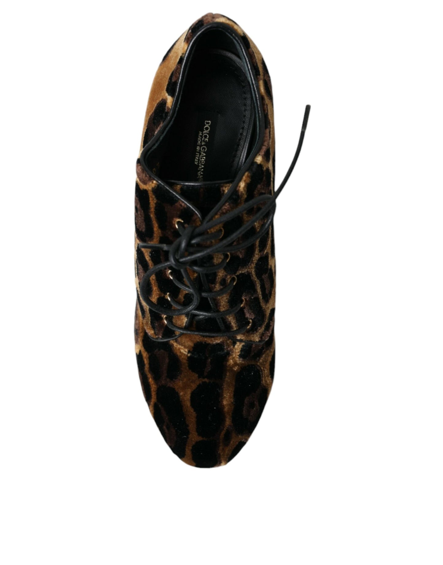 Dolce & Gabbana Brown Leopard Hair Lace Up Booties Shoes Dolce & Gabbana