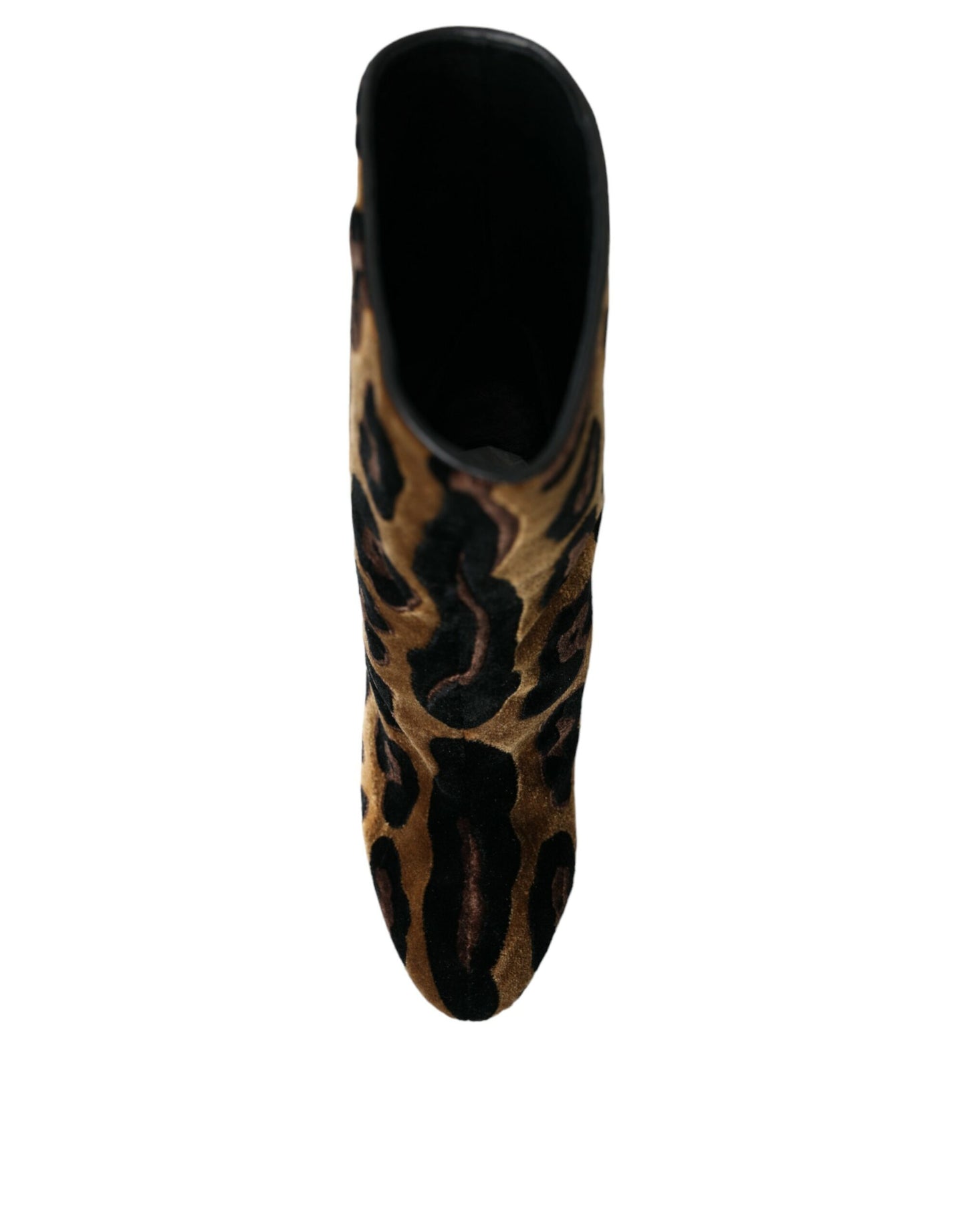 Dolce & Gabbana Brown Giraffe Leather Mid Calf Boots Shoes Dolce & Gabbana