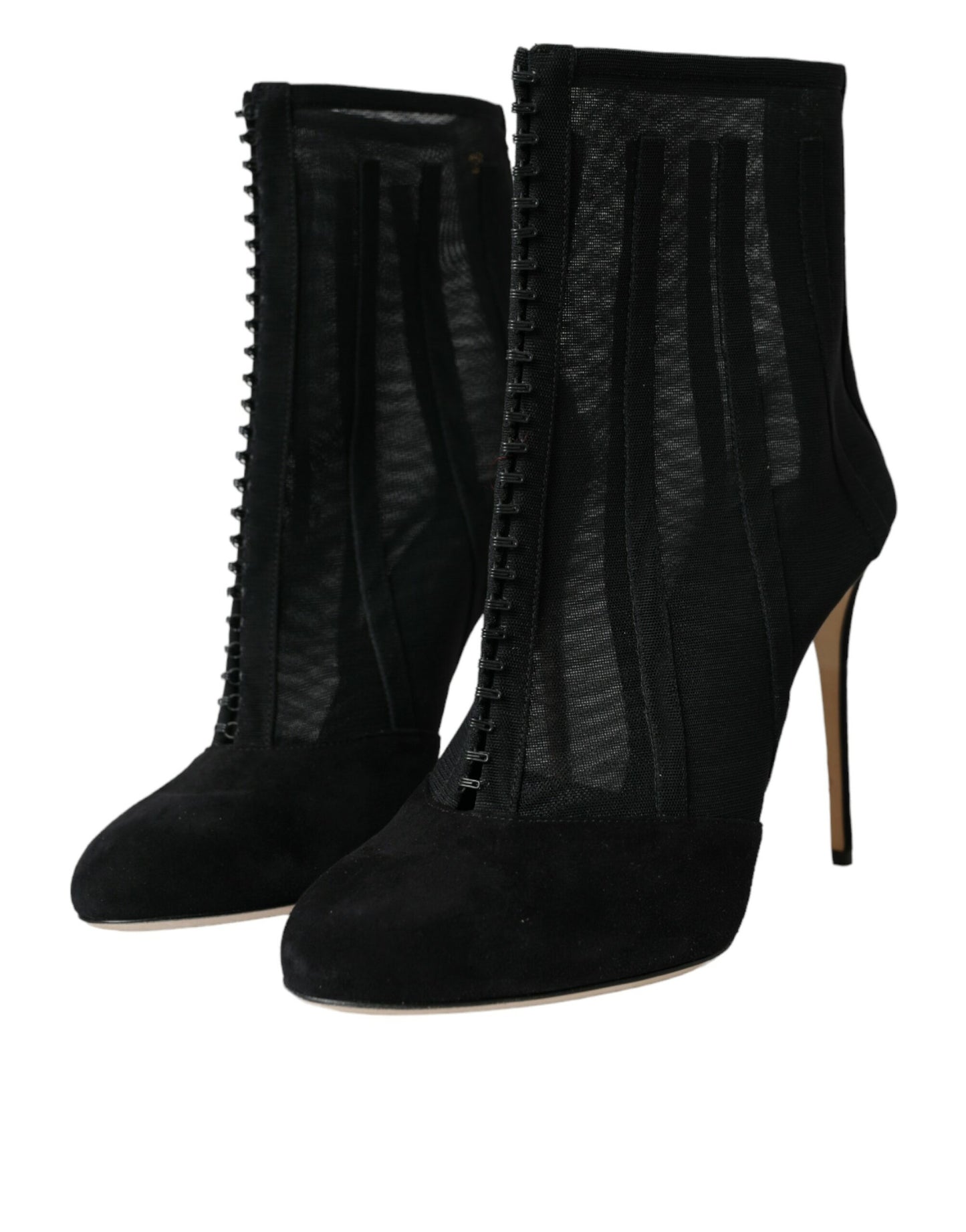 Dolce & Gabbana Black Mesh Stiletto Heels Ankle Boots Shoes Dolce & Gabbana