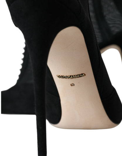 Dolce & Gabbana Black Mesh Stiletto Heels Ankle Boots Shoes Dolce & Gabbana