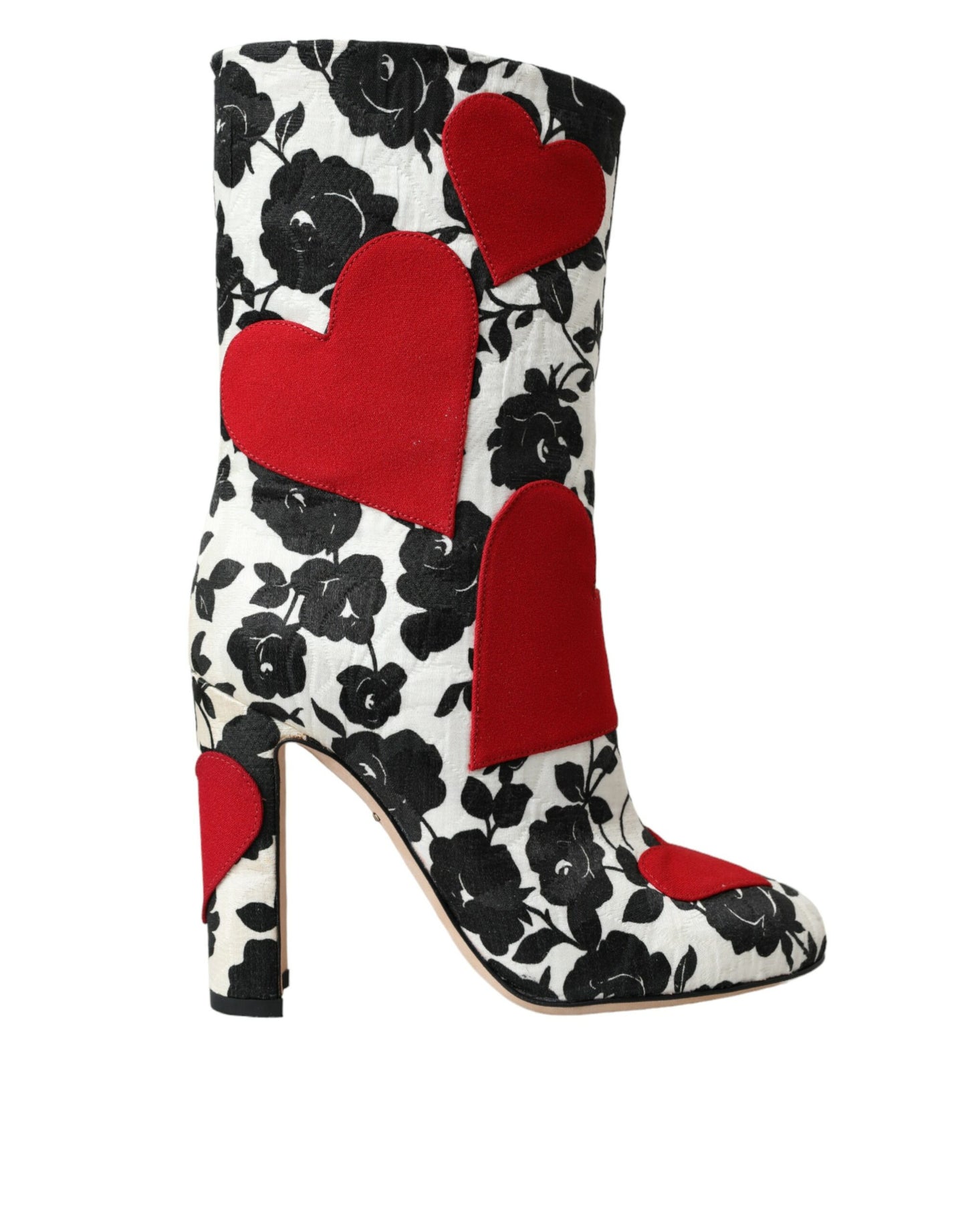 Dolce & Gabbana White Floral Hearts Leather High Boots Shoes Dolce & Gabbana