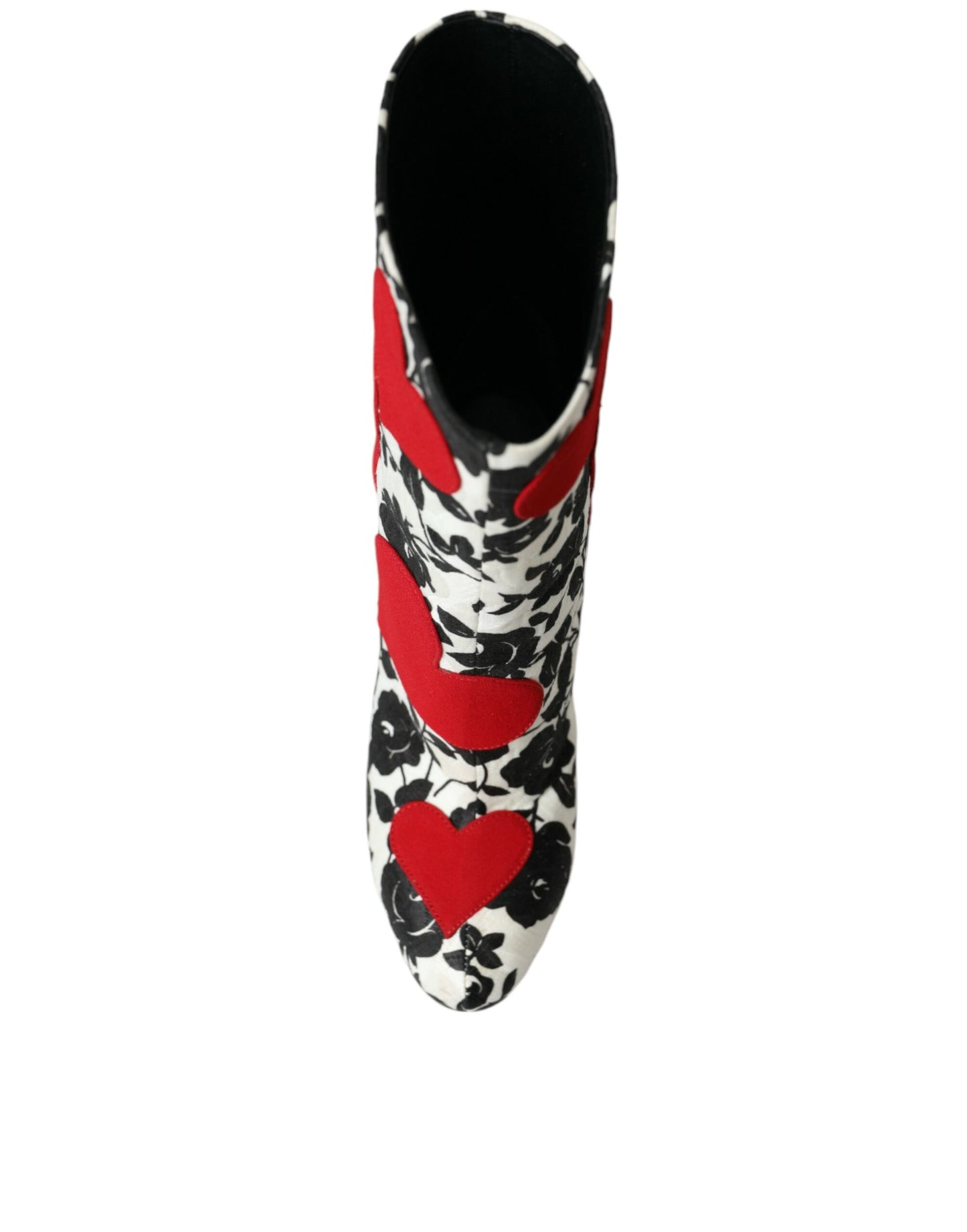 Dolce & Gabbana White Floral Hearts Leather High Boots Shoes Dolce & Gabbana