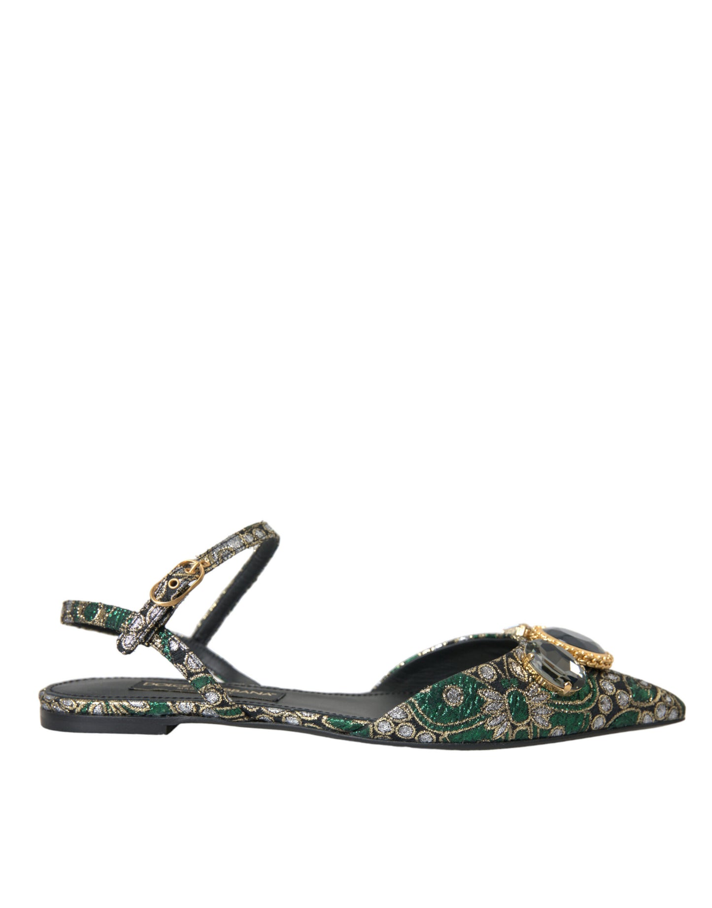 Dolce & Gabbana Multicolor Jacquard Crystal Slingback Sandals Shoes Dolce & Gabbana