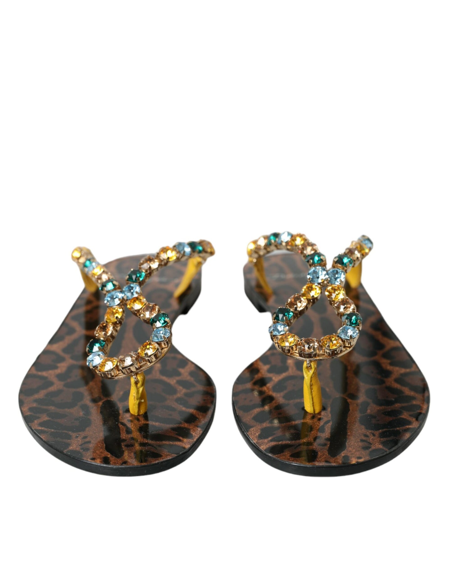 Dolce & Gabbana Mustard Crystal Calf Leather Beachwear Shoes Dolce & Gabbana