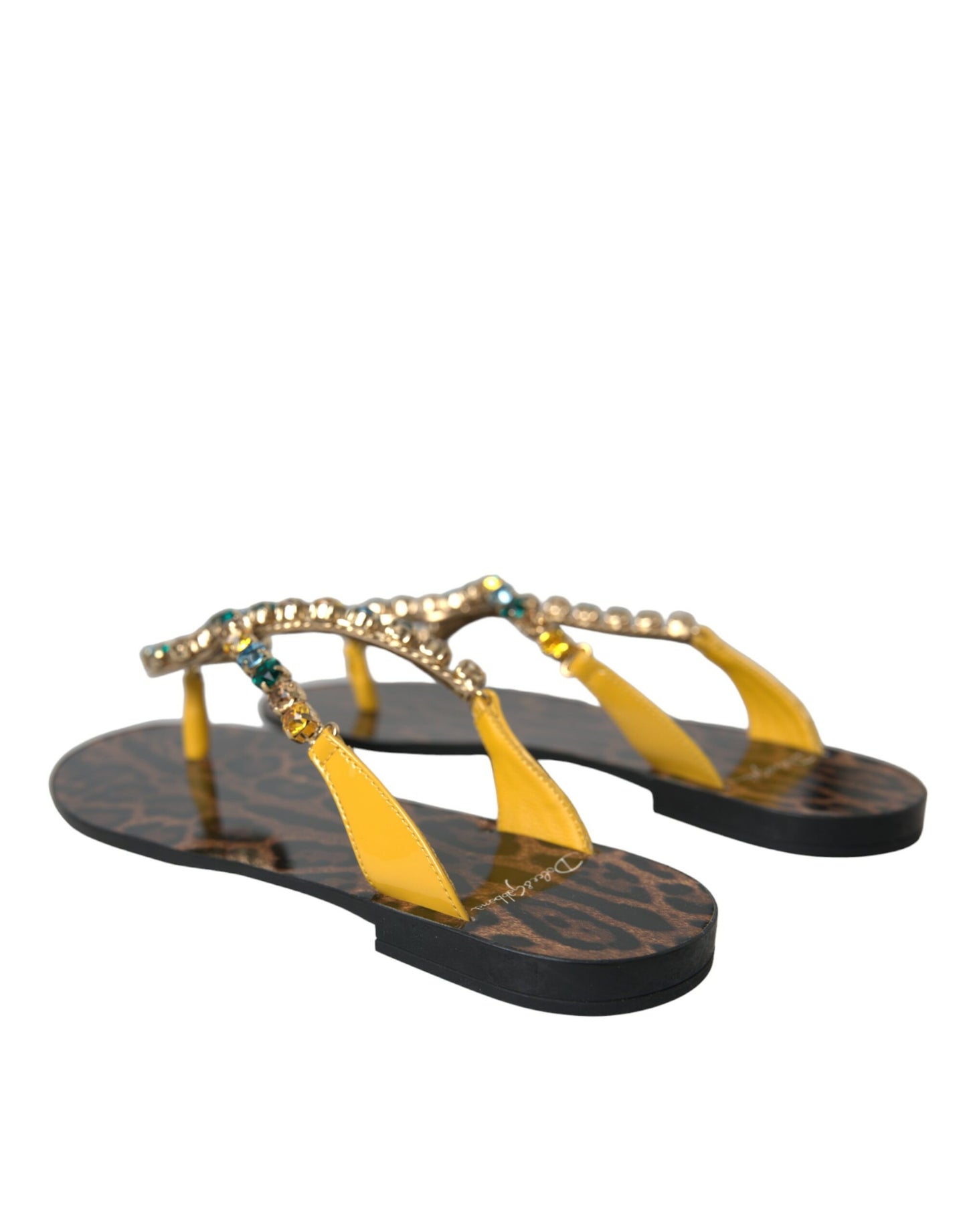 Dolce & Gabbana Mustard Crystal Calf Leather Beachwear Shoes Dolce & Gabbana