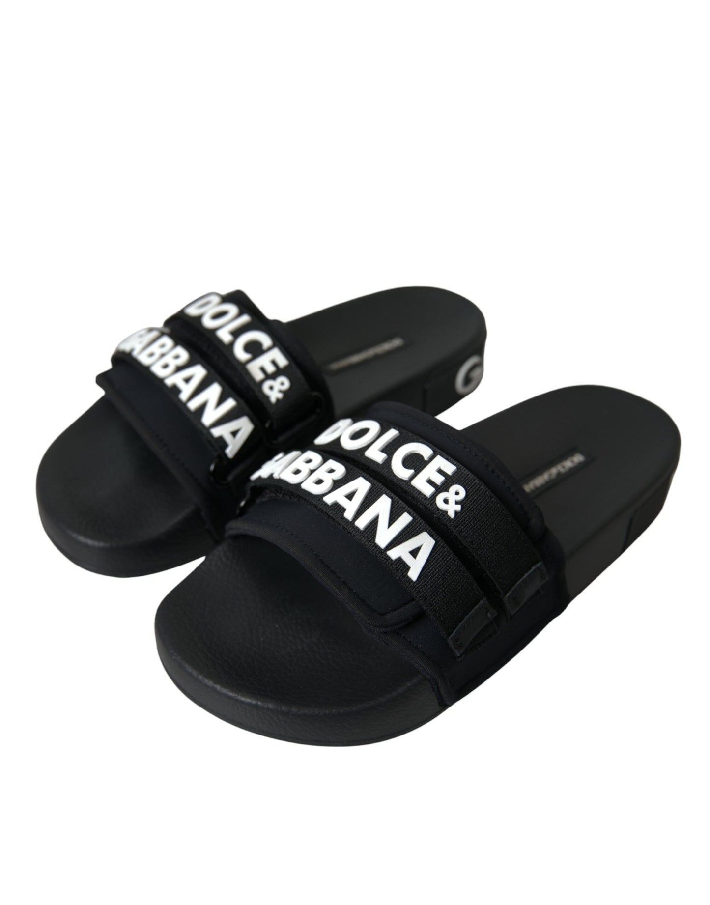 Dolce & Gabbana Black Neoprene Slides Flats Beachwear Shoes Dolce & Gabbana