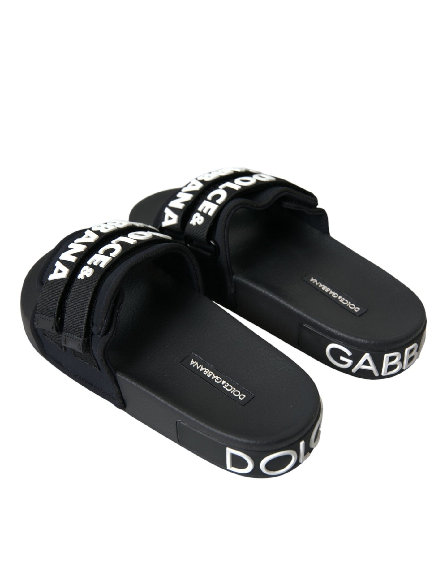 Dolce & Gabbana Black Neoprene Slides Flats Beachwear Shoes Dolce & Gabbana