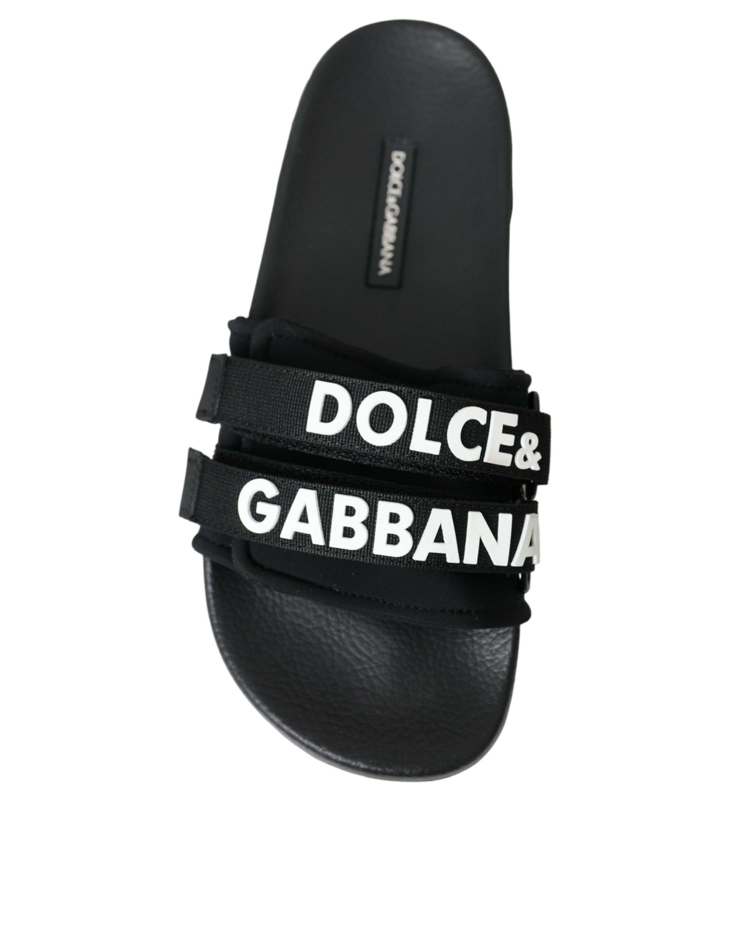 Dolce & Gabbana Black Neoprene Slides Flats Beachwear Shoes Dolce & Gabbana