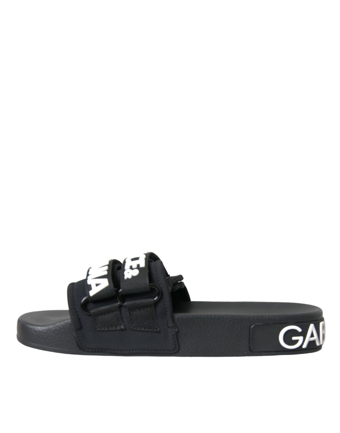 Dolce & Gabbana Black Neoprene Slides Flats Beachwear Shoes Dolce & Gabbana