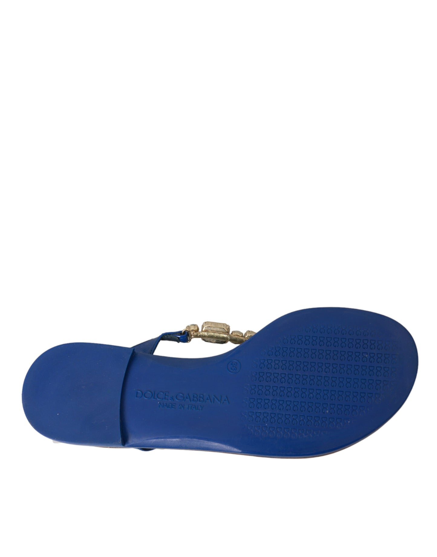 Dolce & Gabbana Blue Crystal Calf Leather Beachwear Shoes Dolce & Gabbana