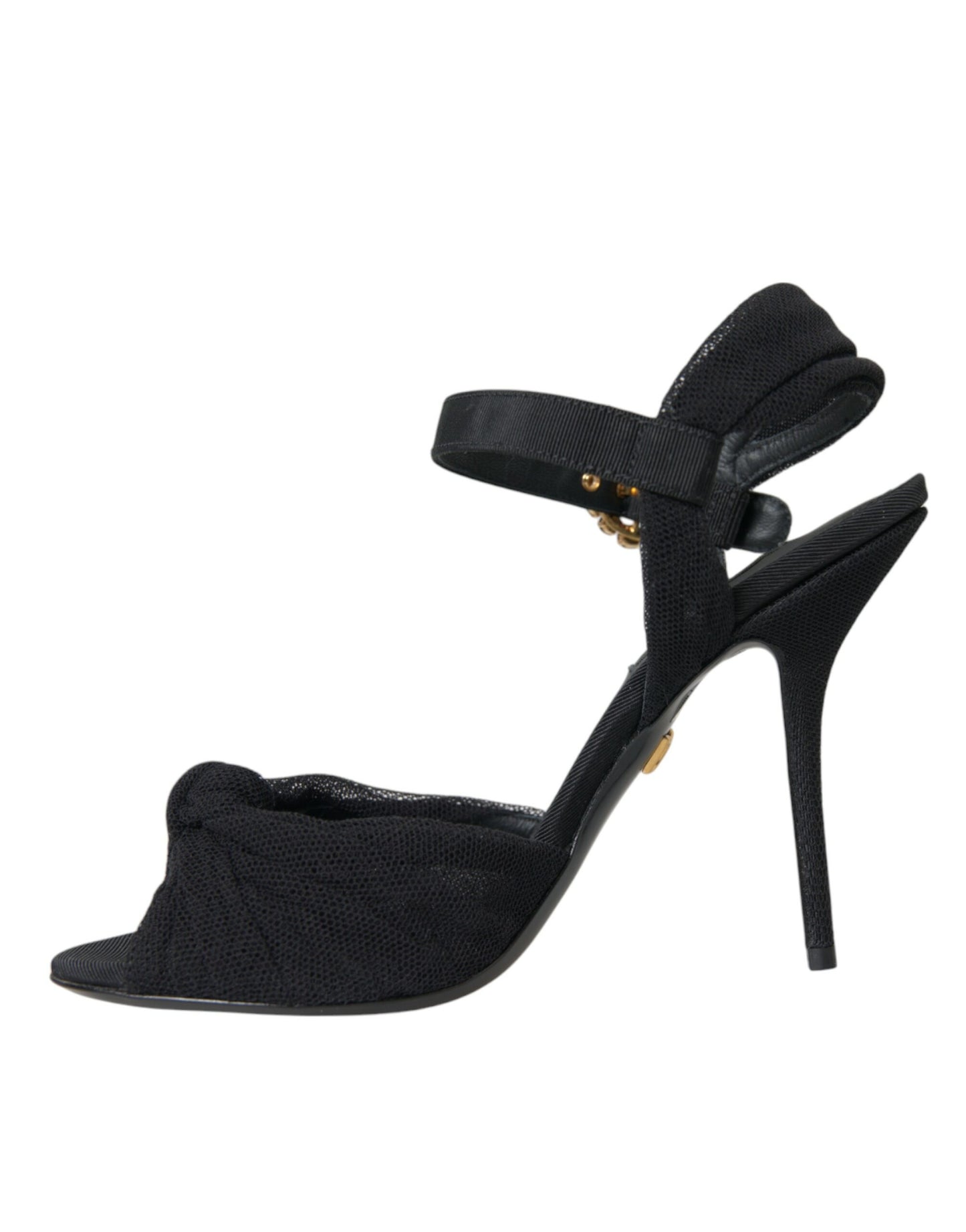 Dolce & Gabbana Black Suede Embellished Heels Sandals Shoes Dolce & Gabbana