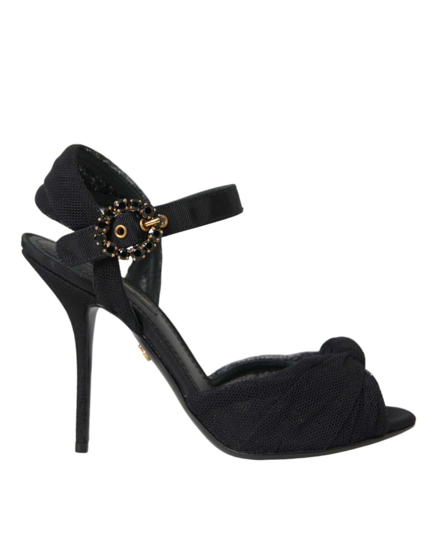 Dolce & Gabbana Black Suede Embellished Heels Sandals Shoes Dolce & Gabbana