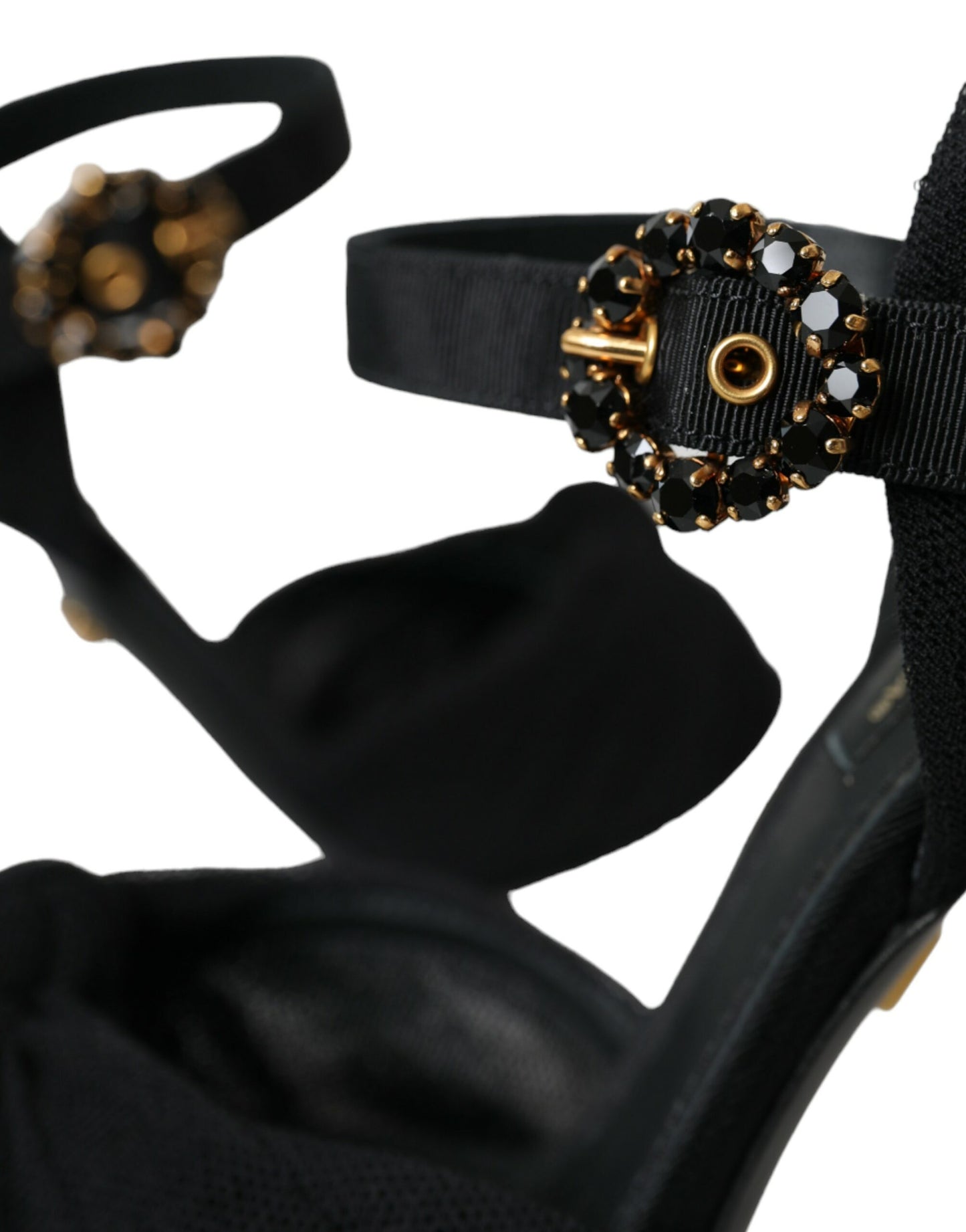 Dolce & Gabbana Black Suede Embellished Heels Sandals Shoes Dolce & Gabbana