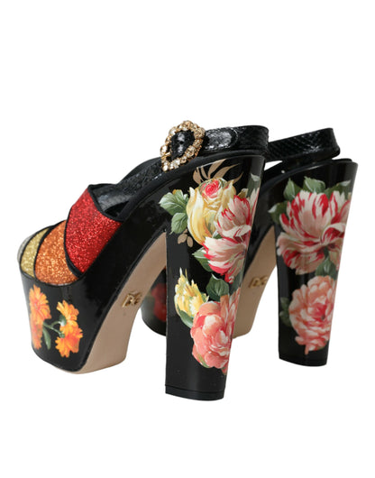 Dolce & Gabbana Multicolor Floral Crystal Platform Sandals Shoes Dolce & Gabbana