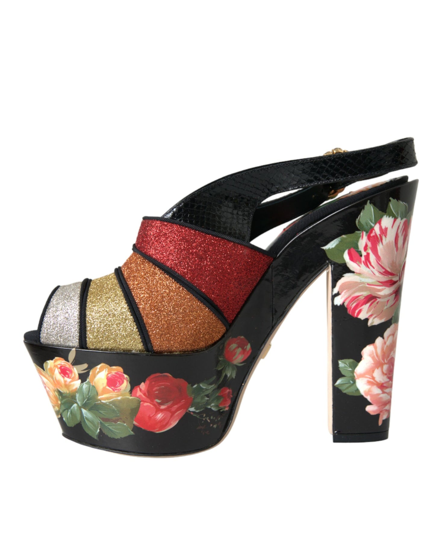 Dolce & Gabbana Multicolor Floral Crystal Platform Sandals Shoes Dolce & Gabbana