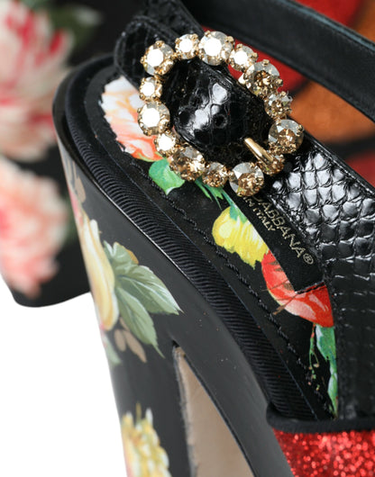 Dolce & Gabbana Multicolor Floral Crystal Platform Sandals Shoes Dolce & Gabbana