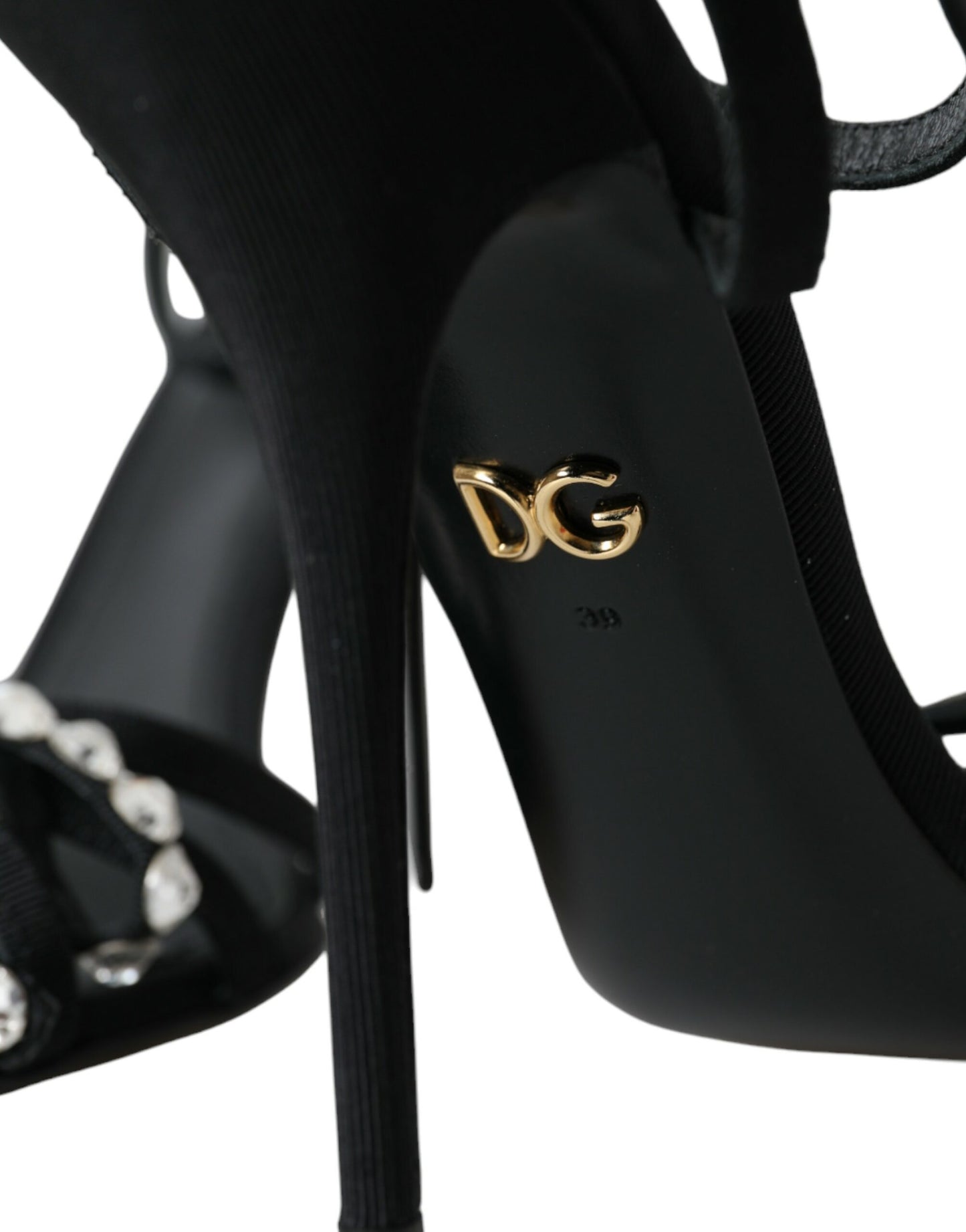 Dolce & Gabbana Black Viscose Crystal Bow Heels Sandals Shoes Dolce & Gabbana