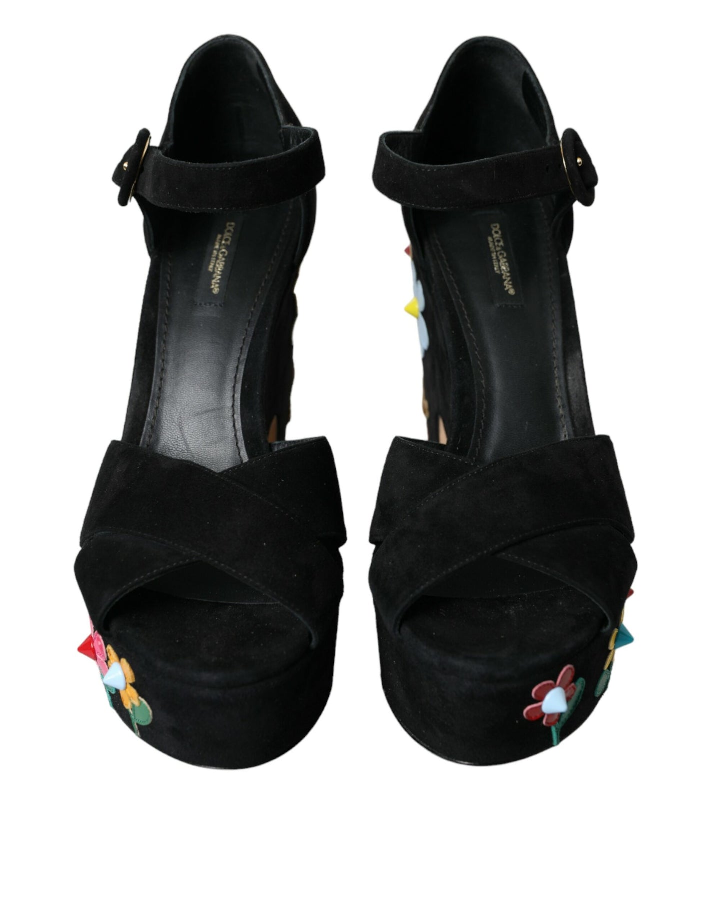 Dolce & Gabbana Black Suede Ankle Strap Heels Sandals Shoes Dolce & Gabbana