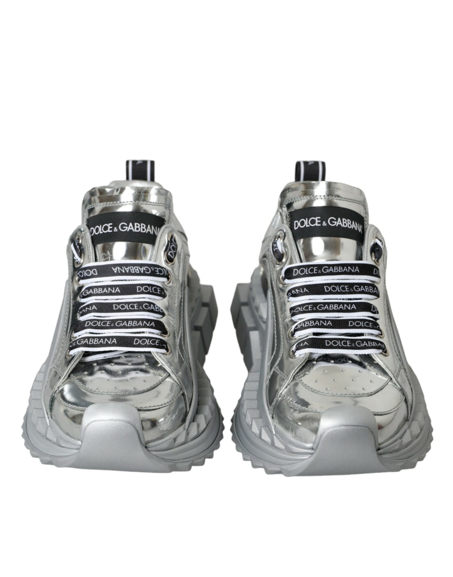 Dolce & Gabbana Silver Leather Super Queen Sneakers Shoes Dolce & Gabbana