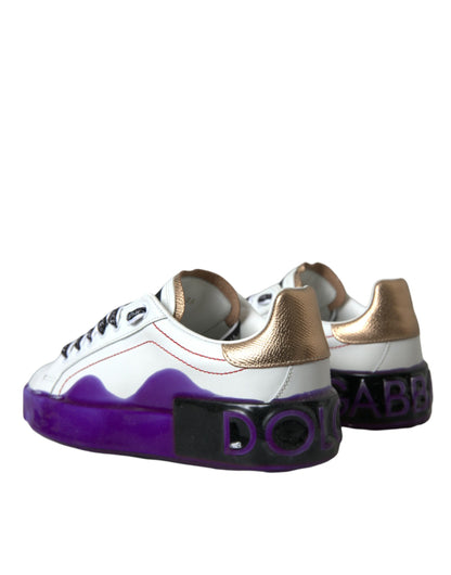 Dolce & Gabbana White Leather Portofino Low Top Sneakers Shoes Dolce & Gabbana