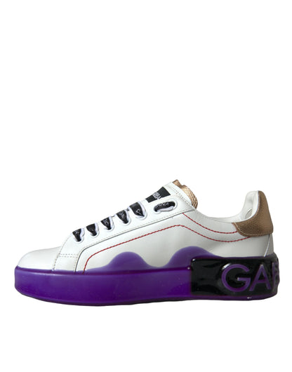 Dolce & Gabbana White Leather Portofino Low Top Sneakers Shoes Dolce & Gabbana