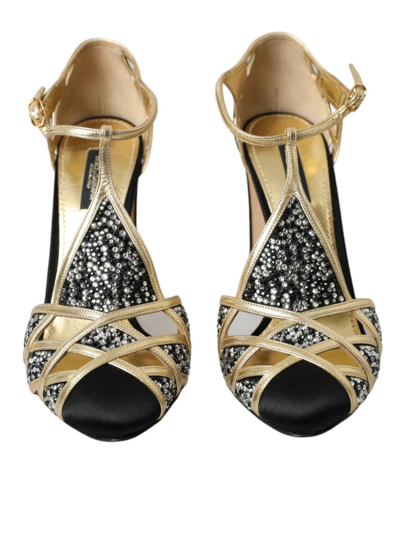 Dolce & Gabbana Black Suede Gold Embellished Heels Pump Shoes Dolce & Gabbana