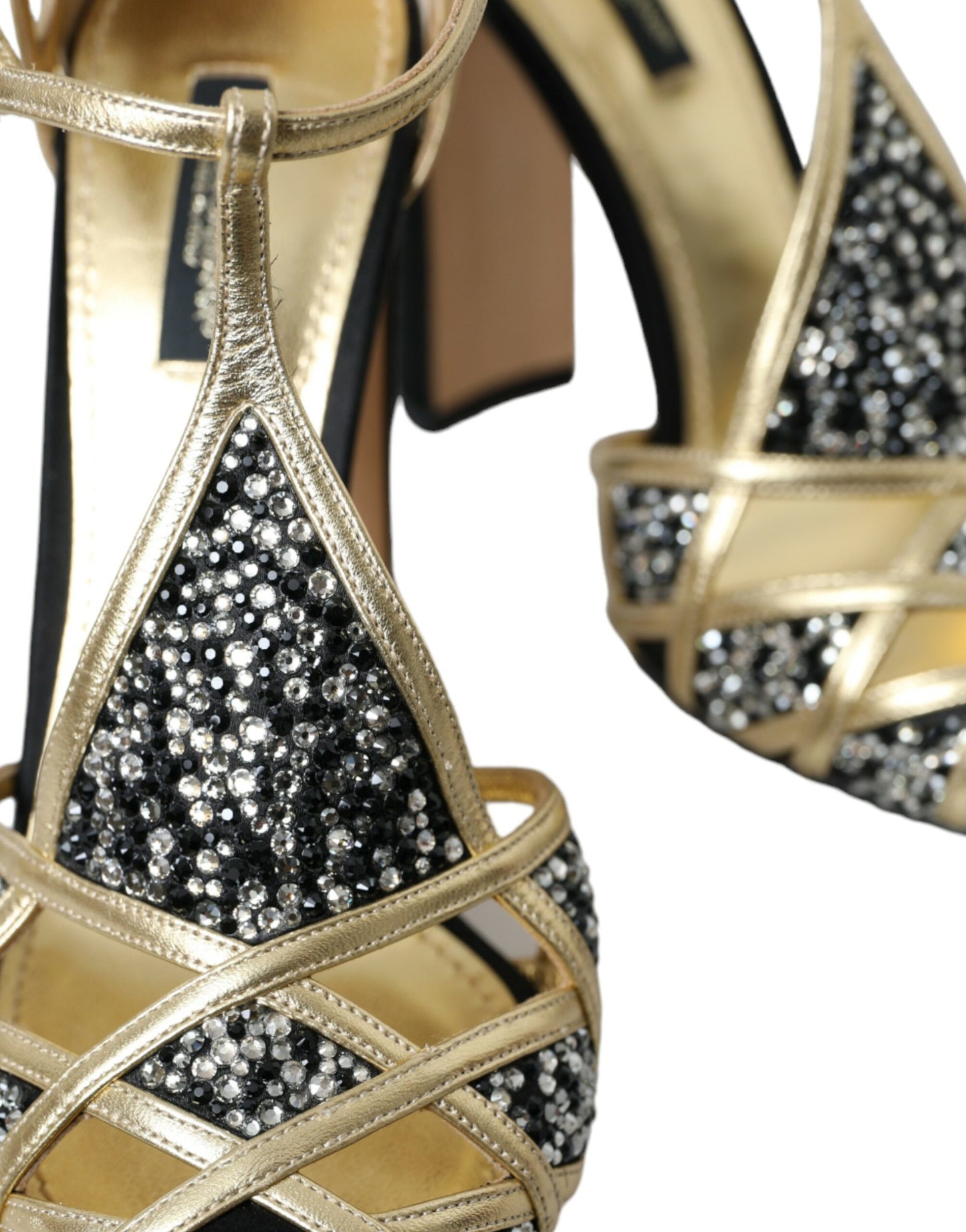 Dolce & Gabbana Black Suede Gold Embellished Heels Pump Shoes Dolce & Gabbana