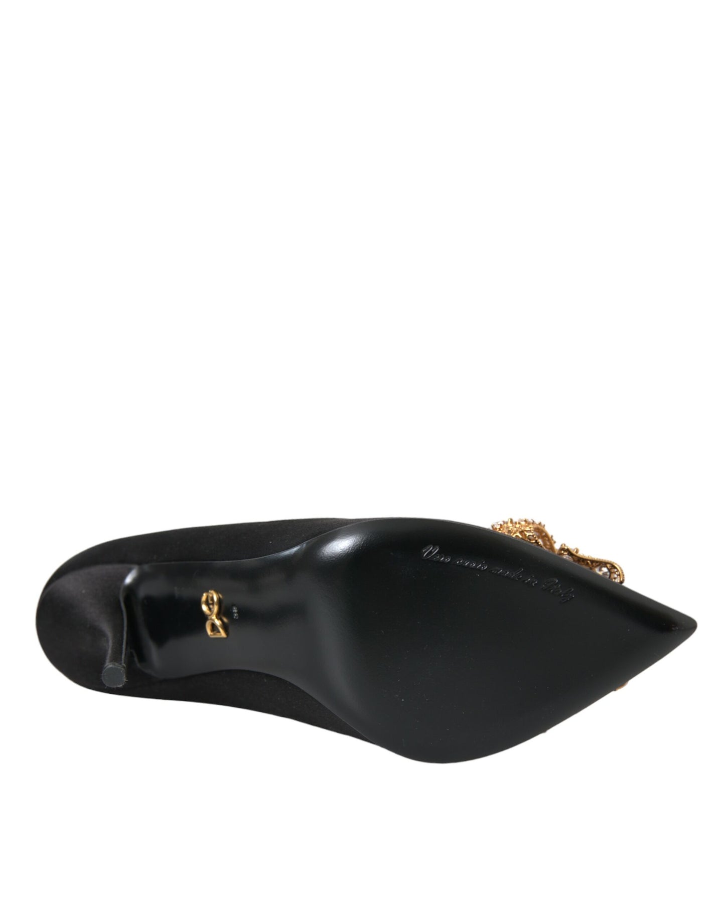 Dolce & Gabbana Black Satin Bow Embellished Heels Pumps Shoes Dolce & Gabbana