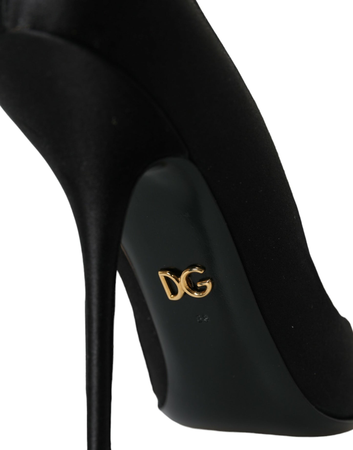 Dolce & Gabbana Black Satin Bow Embellished Heels Pumps Shoes Dolce & Gabbana