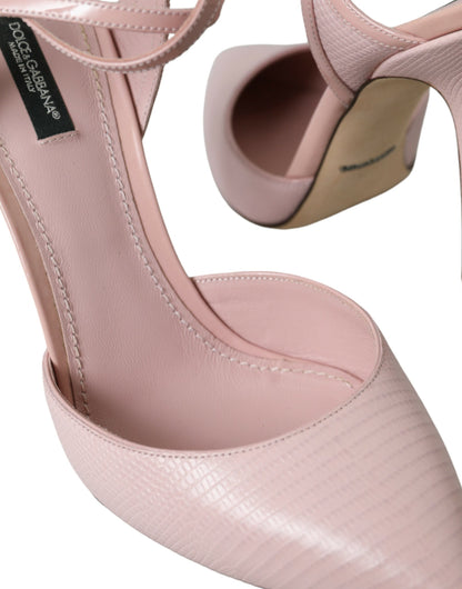 Dolce & Gabbana Pink Leather Ankle Strap Heels Pumps Shoes Dolce & Gabbana